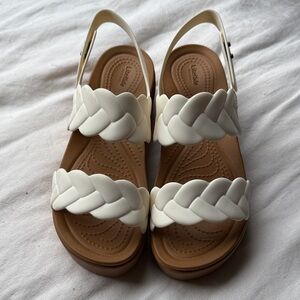Crocs White Braided Sandals